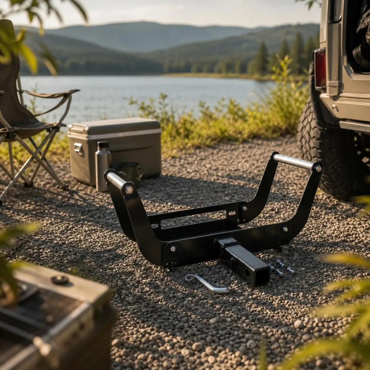 Winch Bracket with Hitch Receiver Bolt-on Winch Mount with 2-Inch Receiver Foldable Easy to Install for Trailers, Fenders