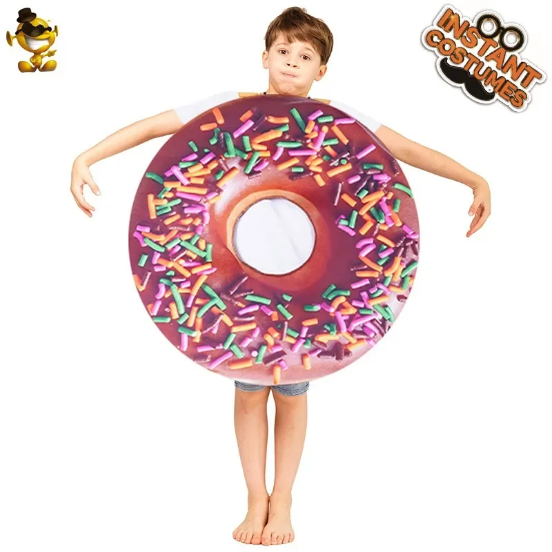 Digital Printing Donut Costume Children\'s Male Female Funny Cosplay Halloween Cosplay Performance Costume