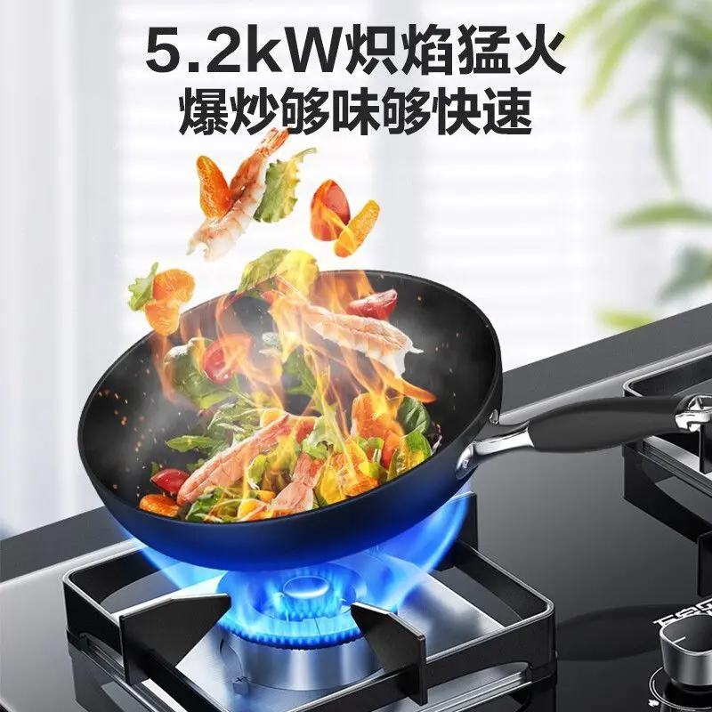 [غطاء حريق نحاسي كامل] موقد غاز موقد مزدوج موقد غاز من الفولاذ المقاوم للصدأ نوع الطاولة لوحة كبيرة لكفاءة الطاقة من المستوى الأول