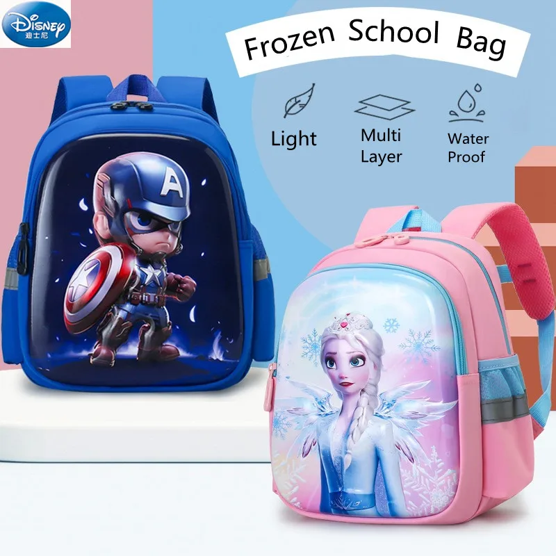 

Disney Frozen Girls School Bags Boys Kindergarten Bag Elsa Anna Spider Man Primary Student Shoulder Orthopedic Backpack Mochilas