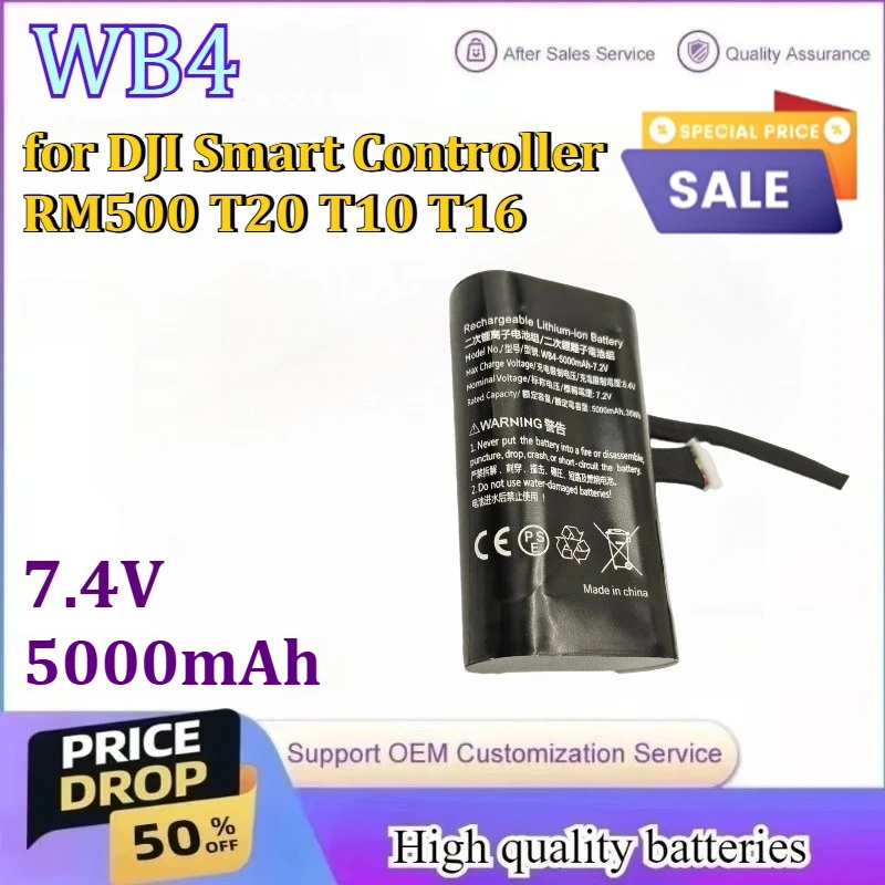 

7.4V 5000mAh WB4 Digital Battery for DJI Smart Controller RM500 T20 T10 T16 Remote Controller Battery