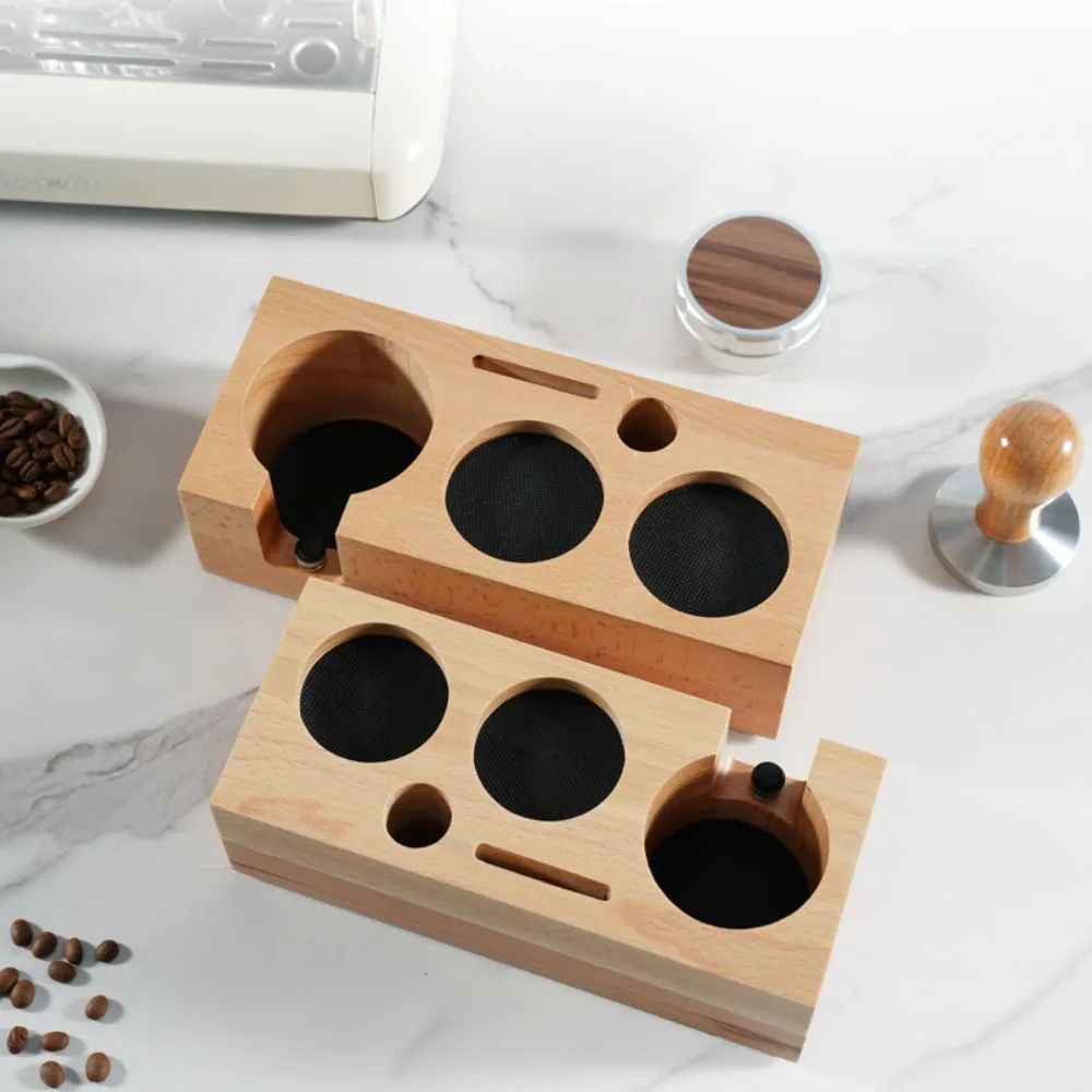 3 in 1 Wooden Coffee Tamper Station Non Slip Adjustable Height Coffee Tamper Holder 51/53/58 MM Coffee Tamper Stand