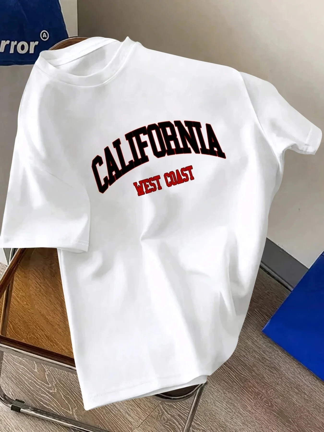 California West Coast Varsity Style Graphic Tee for Men Breathable 100% Cotton Perfect Summer Streetwear Trendy Retro Vibe Style