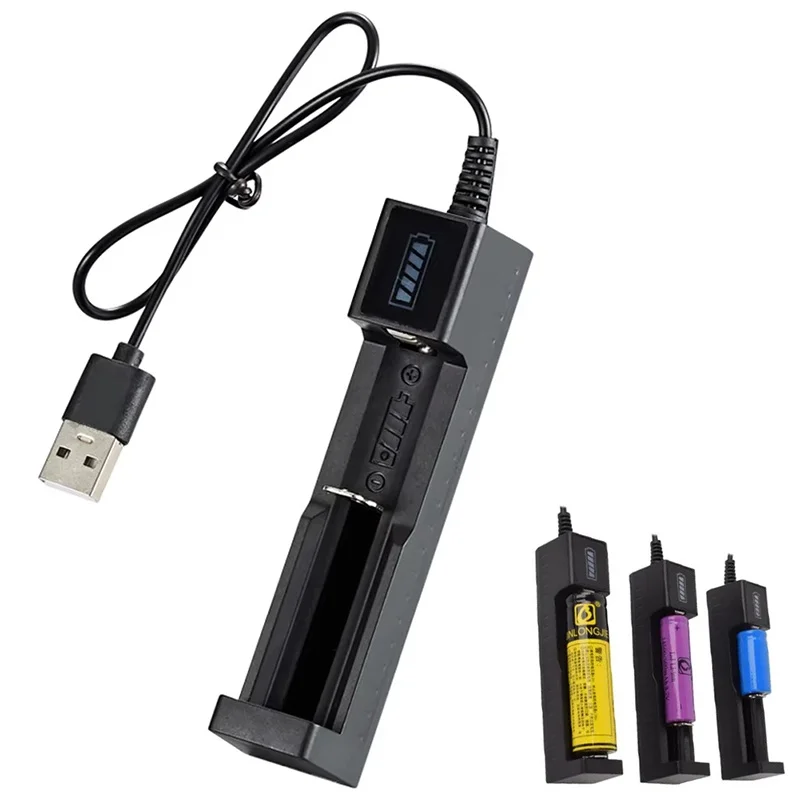 

Универсальное USB-зарядное устройство с 1 слотом для аккумуляторов, LED-индикатор, интеллектуальная зарядка для перезаряжаемых батарей 18650, 26650, 14500.