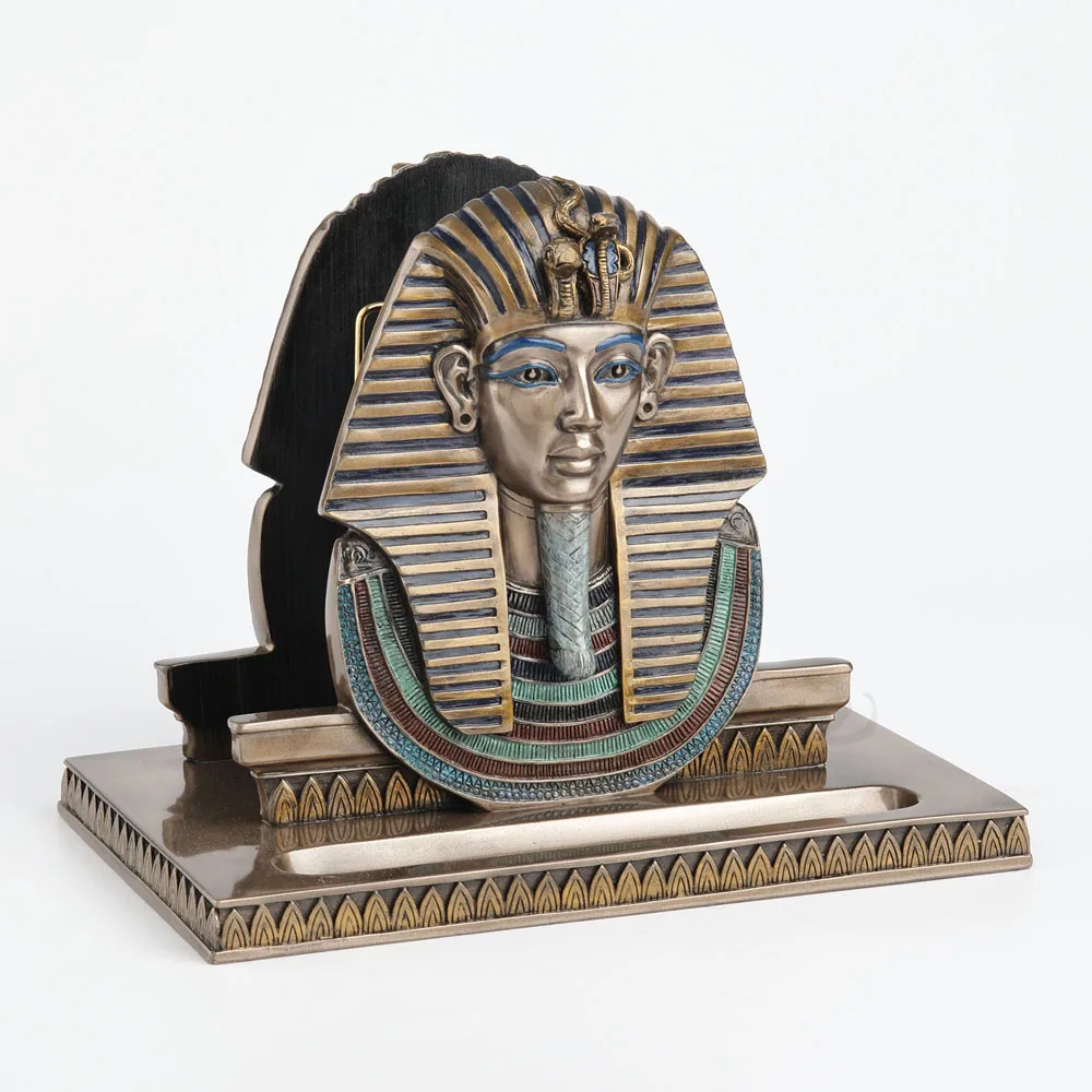 Egyptian Pharaoh Tutankhamun Letter Napkin Holder Resin Statue King Tut Figurine Ancient Egypt Paper Note Organizer Home Decor