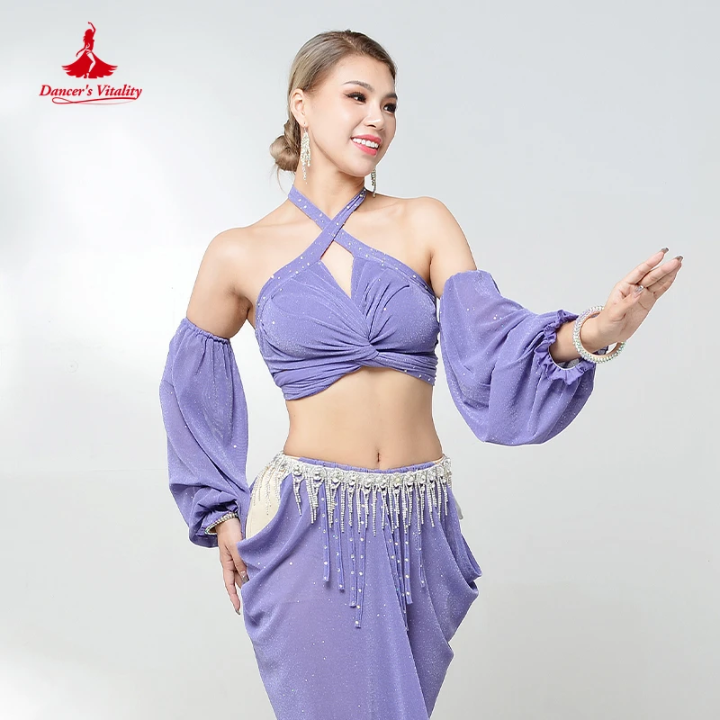 Belly Dance Performance Suit for Women Oriental Sleeveless Top+gloves+skirt 4pcs Girl\'s Belly Dancing Professional Clothing Set