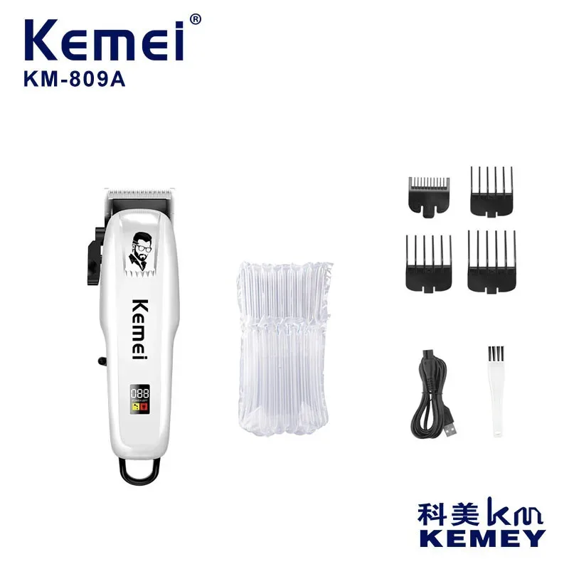 Kemei Km-PG809A dapat disesuaikan pengisian daya USB pria profesional penjepit rambut tampilan LED pemotong rambut pemangkas pria