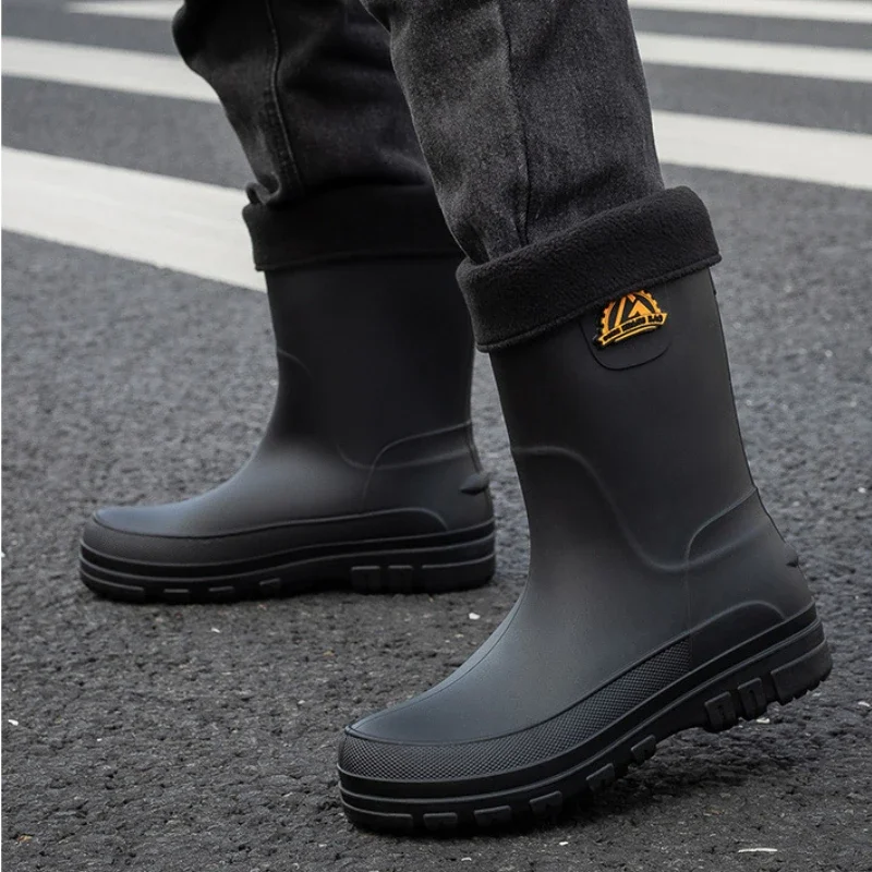 Warmed Galoshes for Man Winter Waterproof Work and Safety Rubber Shoes Husband Fishing Water Boots Non-slip Kitchen Rain Shoes