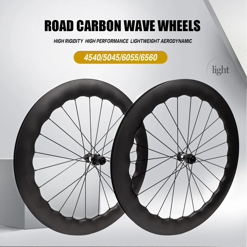 

Suraida Full Carbon Wave Wheelset 700C Road Bike Wheel DT350 Center Lock Disc Brake 40/50/60mm Depth Carbon Road Bicycle Wheels