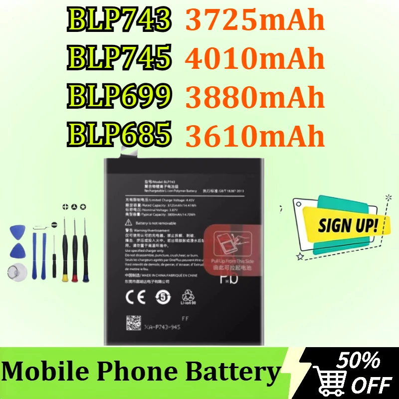 Replacement Battery BLP743/745 BLP699/685 for Oneplus 7T/7T Pro/7 Pro/7 Plus/6T/7 Mobile Phone Batteries + Tools
