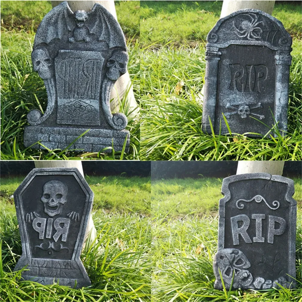 Halloween Decoration Foam Skeleton Tombstone With RIP Letters Grave Bat Horror House Props Rip Tombstone Props Party Supplies