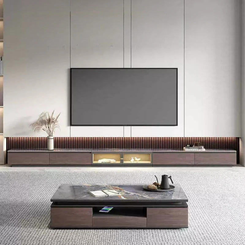 Modern Luxury Coffee Table Rectangular Large Storage Drawers Low Center Table Wood Television Italian Living Room Home Furniture
