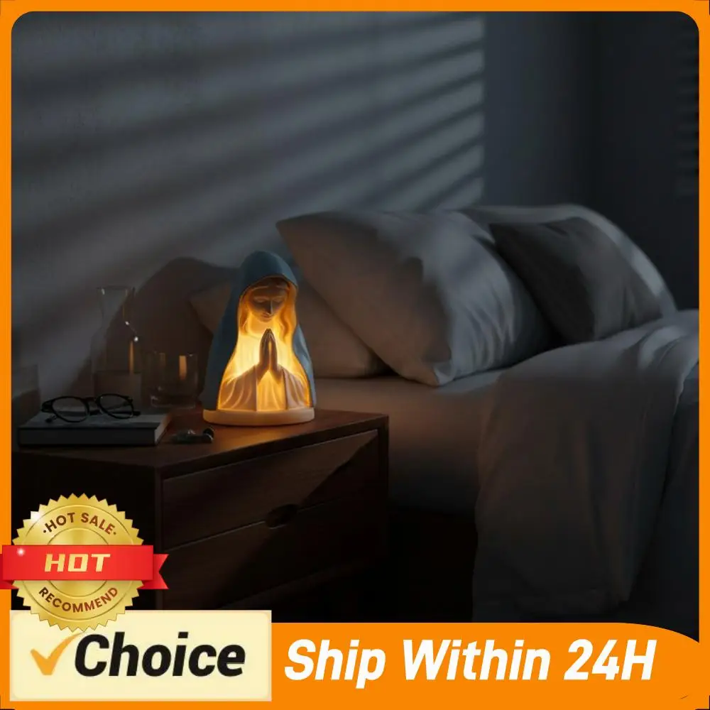 

Soft Eye Protection Night Lights Resin Virgin Mary Catholic Decor Table Lamp Home Decoration Desk Accessories for Reading