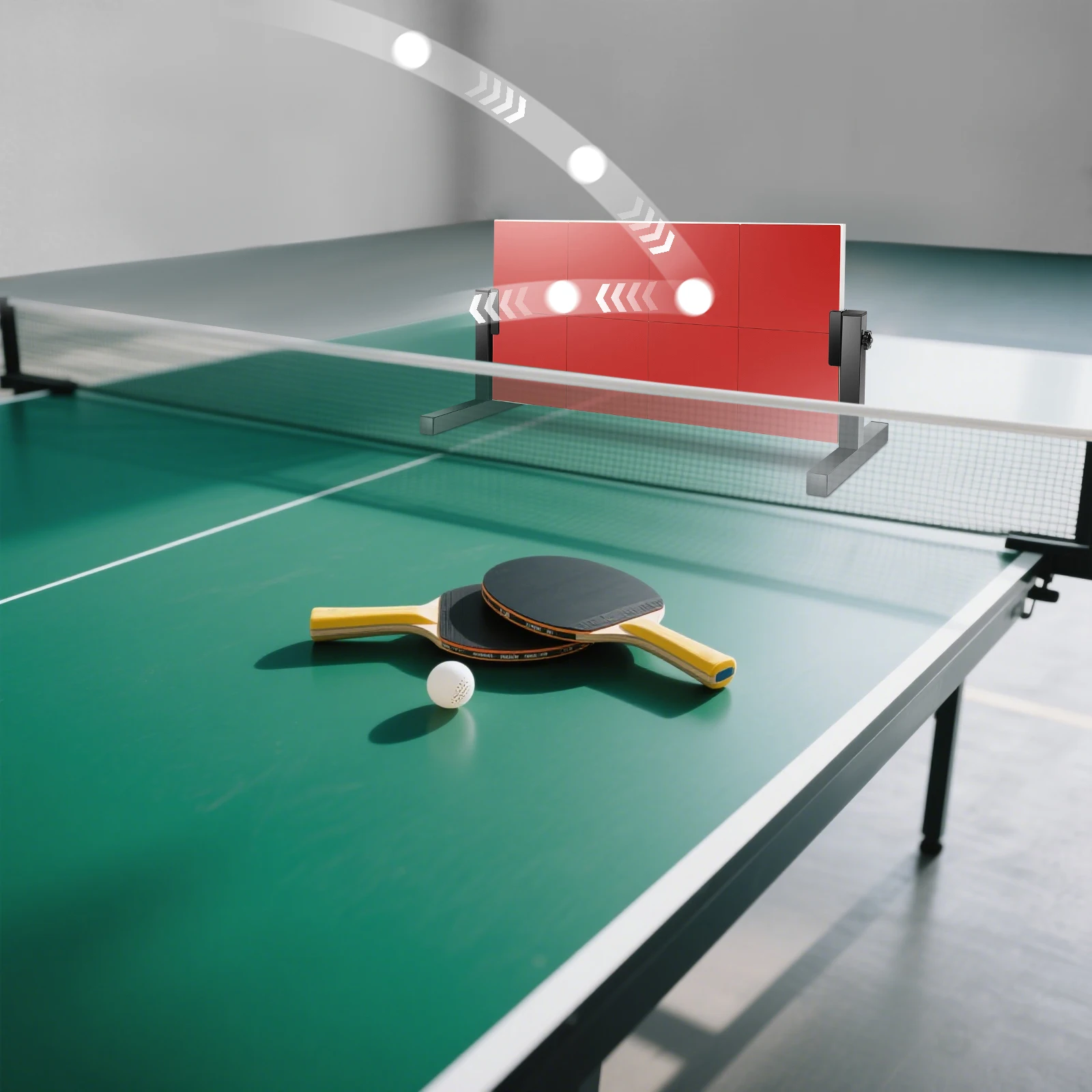 Tischtennis-Rückprallbrett-Trainer 360 ° Winkel- und höhenverstellbarer Tischtennistrainer aus Massivholz mit 8 Gummiblöcken für das Heimtraining im Studio – Detail 25