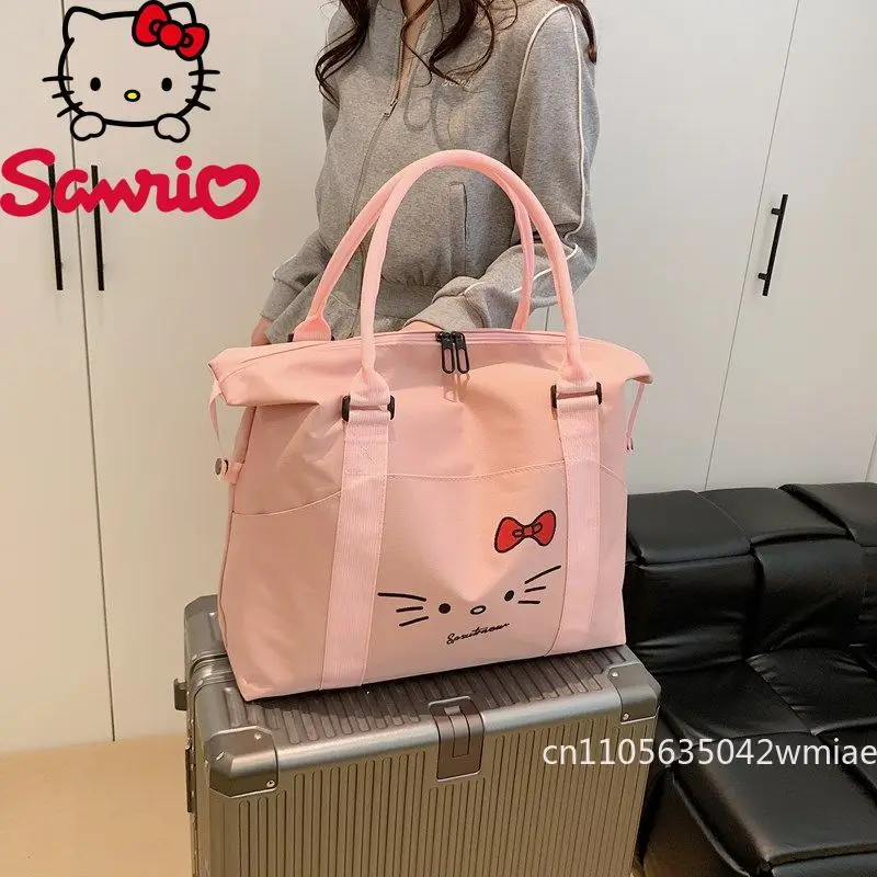 HelloKitty New Women's Travel Bag Large Capacity Hand Luggage Storage Packet Cartoon Versatile Short Distance Boarding Package