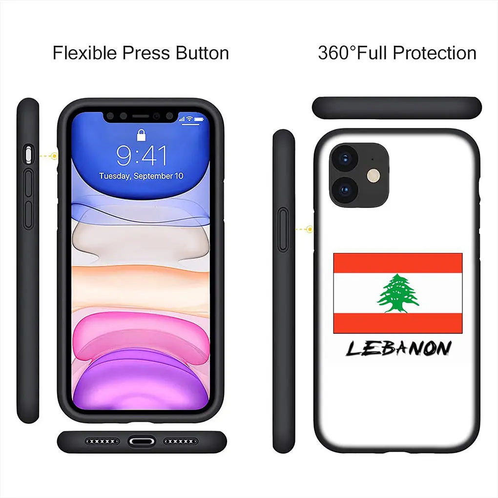 Lebanon Flag Map Soft Casing for Apple iPhone 15 14 13 12 11 Pro XS Max XR 6 6S Plus + SE 14+ 6+ Phone Cover Case