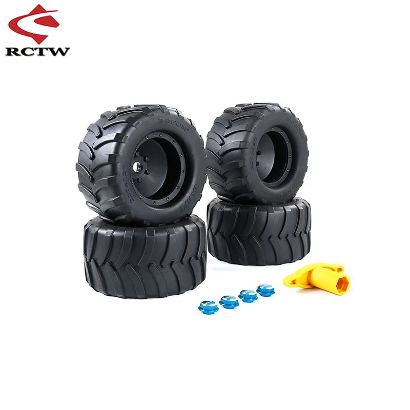 High Quality Off-road Wheel Tires with CNC Wheels Nut for 1/5 Rc Car ROFUN ROVAN XLT Traxxas X-MAXX Truck Parts