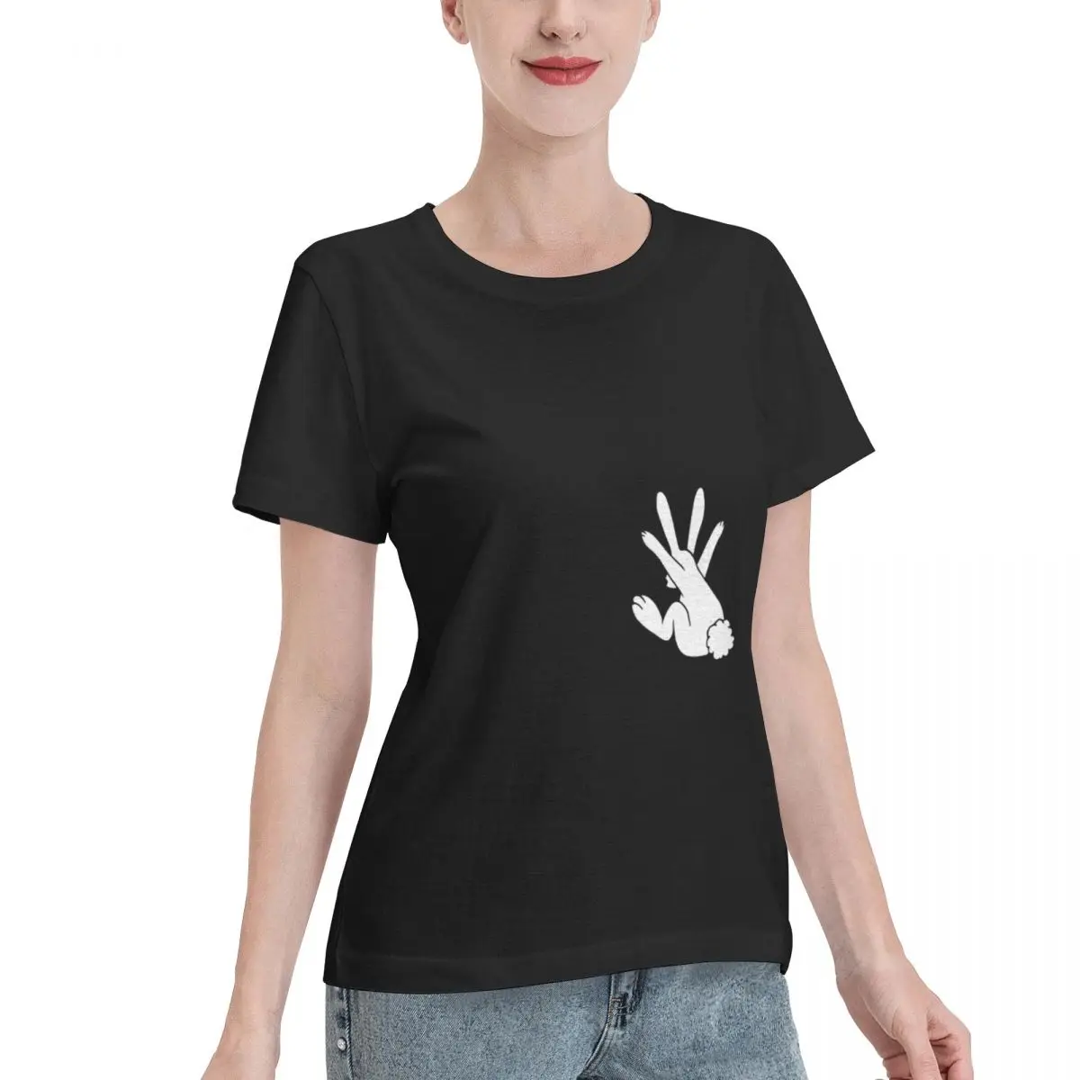 Discount Rabbit Hand Shadow Women's T-shirt Travel Blank T Shirt