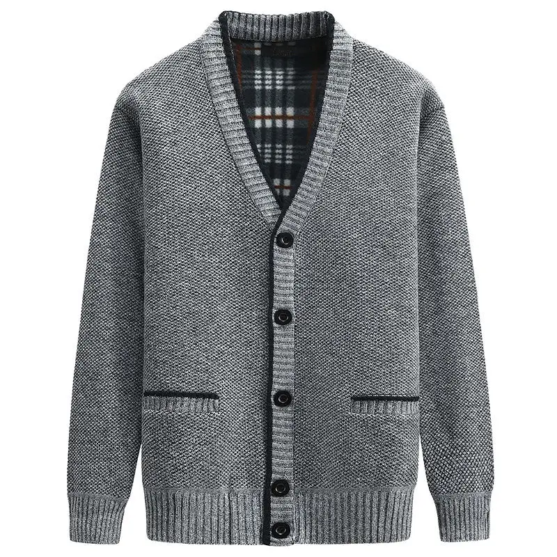 Cardigan à manches longues et col en V pour hommes, veste surdimensionnée, manteau noir, haut en tricot, vêtements populaires coréens