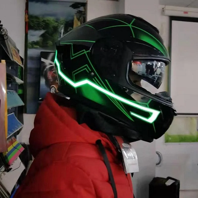 Helm Sepeda Motor LED Strip Bercahaya Lampu Dingin Strip Stiker Bercahaya Reflektif Berperekat Dekorasi Tahan Air Dimodifikasi