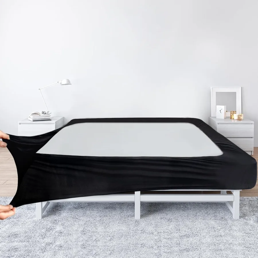 

Box Spring Cover Queen Size Черный трикотажный эластичный обертывание вокруг 4-сторонней коробки Spring Альтернатива для юбки-кровати Ultra So