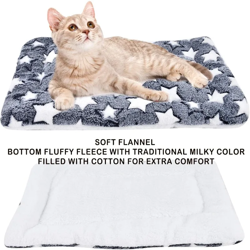 Grey Winter Flannel Pet Sleeping Mat, Warm Cushion Bed for Dogs and Cats, Small & Large Size
