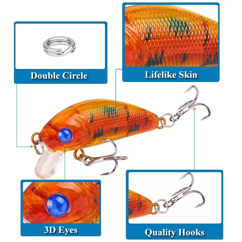 Simulated Bait Fishing Hook 5cm 4.2g 3D Simulated Fish Eye Sea Fishing River Fishing Fake Fish Freshwater Fishing Gear