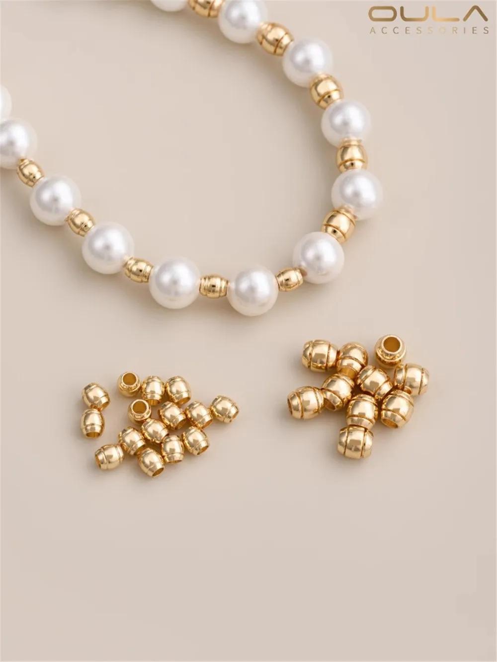 

14K Gold-Plated Rice Shaped Barrel Beads for DIY Handmade Jewelry Separated Scattered Beads for Bracelets And Necklaces