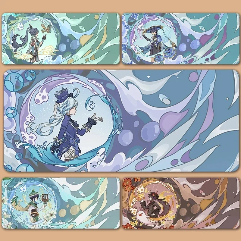 Anime Game Furina Neuvillette Xiao Wanderer Raiden Large Genshin Impact Mouse Pad Non-slip Keyboard Desk Mat Mousepad Decorate