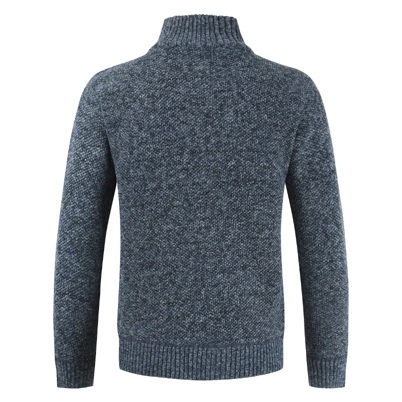 Autumn and Winter Fashion Men's Cardigan Standing Neck Knitwear Slim Fit Plush Thickened Cardigan Sweater Coat Men's Wholesale