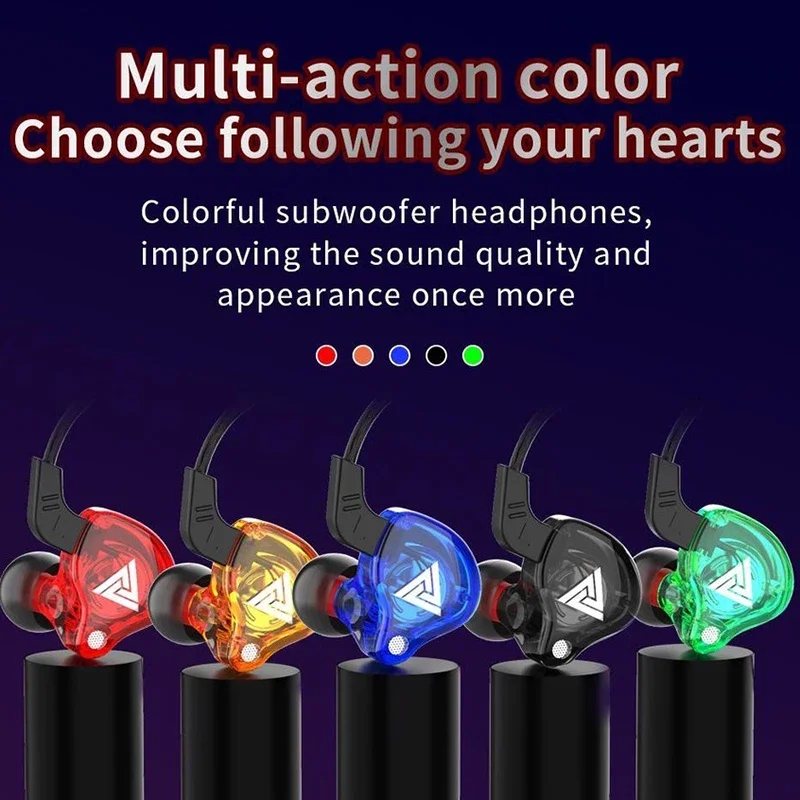 【Fast Ship】Qkz AK6 In Ear Bass Earphone Rock Headphones Sport Stereo With Microphone Gaming Headsets with Mic Removable Cable