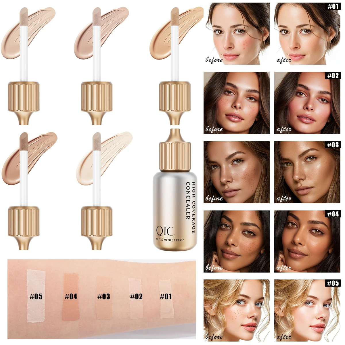 QIC Seamless Concealer Moisturizing Brightens and Covers Dark Circles and Tear Grooves Without Wrinkles