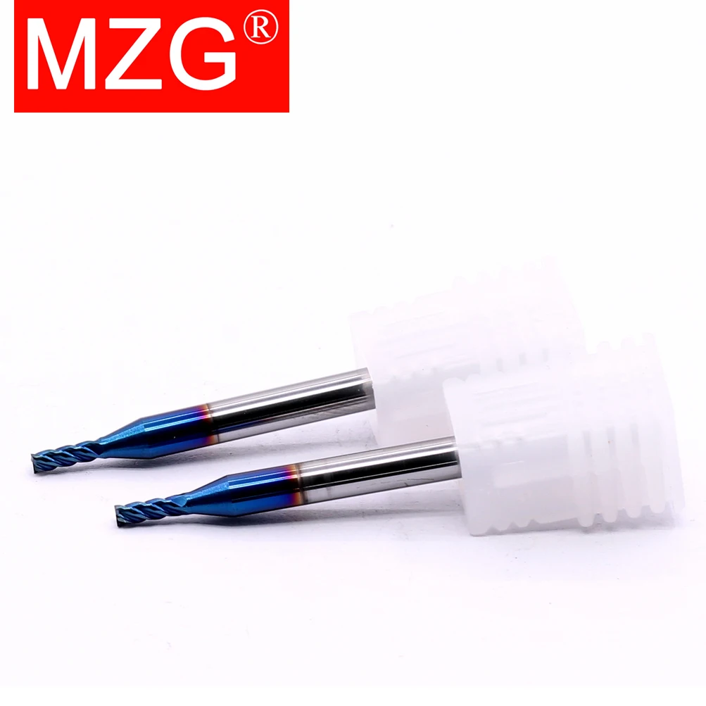 MZG HRC65 4 Flute Nano Blue Coating 1 - 20 mm Flat Milling Cutter Tungsten Steel Hard Metal Cutter Carbide Center End Mill Tools