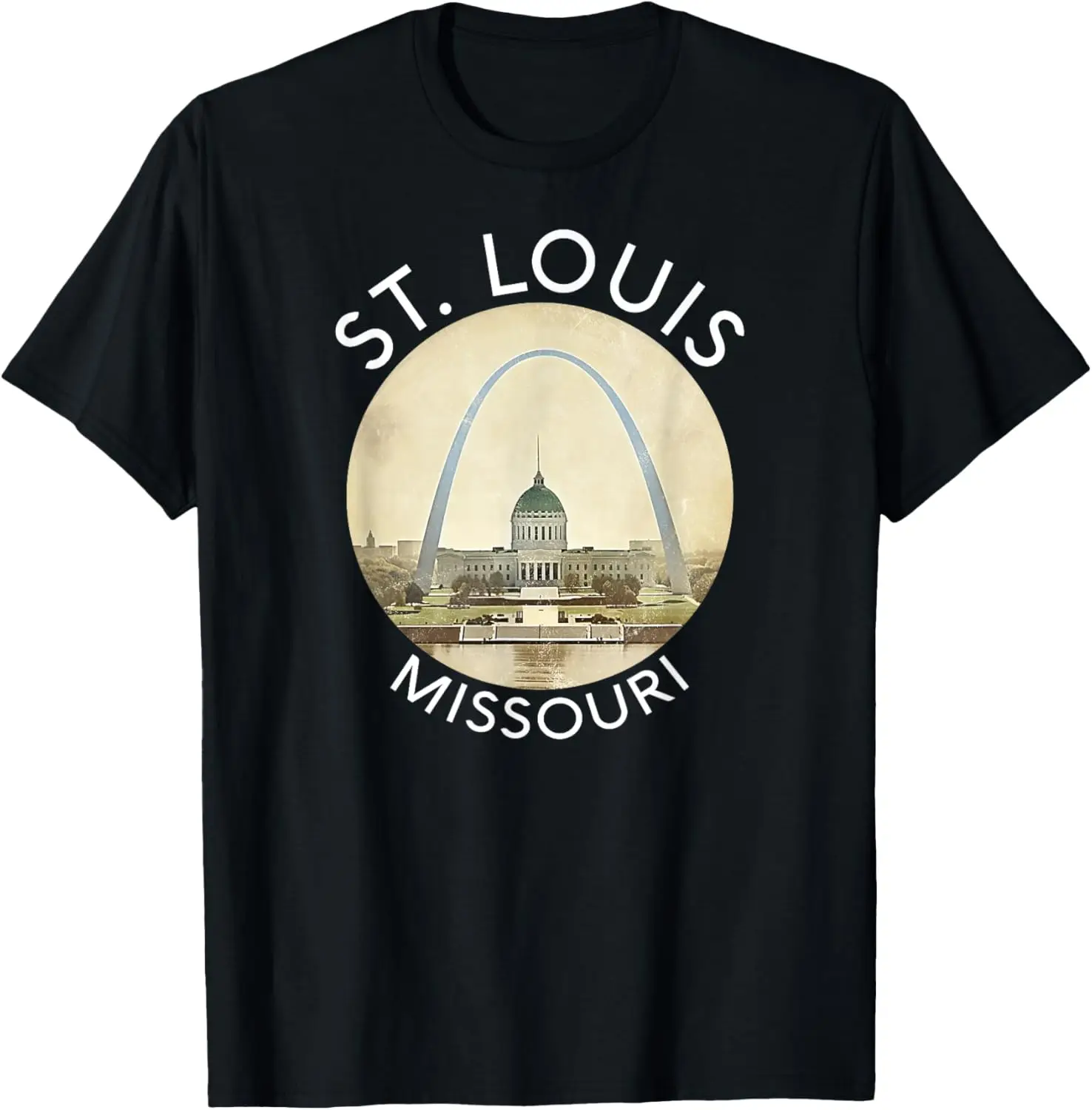 Camiseta Retro del río de Mississippi del arco de la puerta de enlace de St Louis Missouri