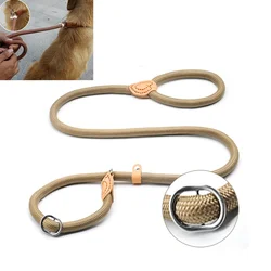 Dog Walking Leash Slip Rope Lead Leash Heavy Duty Trançado Corda Ajustável Loop Collar Training Leashes para Cães Grandes