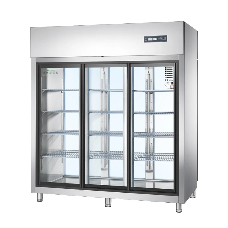 3 Door Commercial Upright Fridge Chiller Stainless Steel Energy Saving Low Noise for Restaurant Supermarket Custom