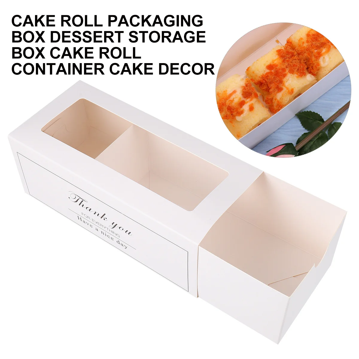 10pcs Cake Roll Packaging Box Food Grade Paper Window Design Waterproof Oil-Proof Baking Packing Box For Cake Dessert Storage