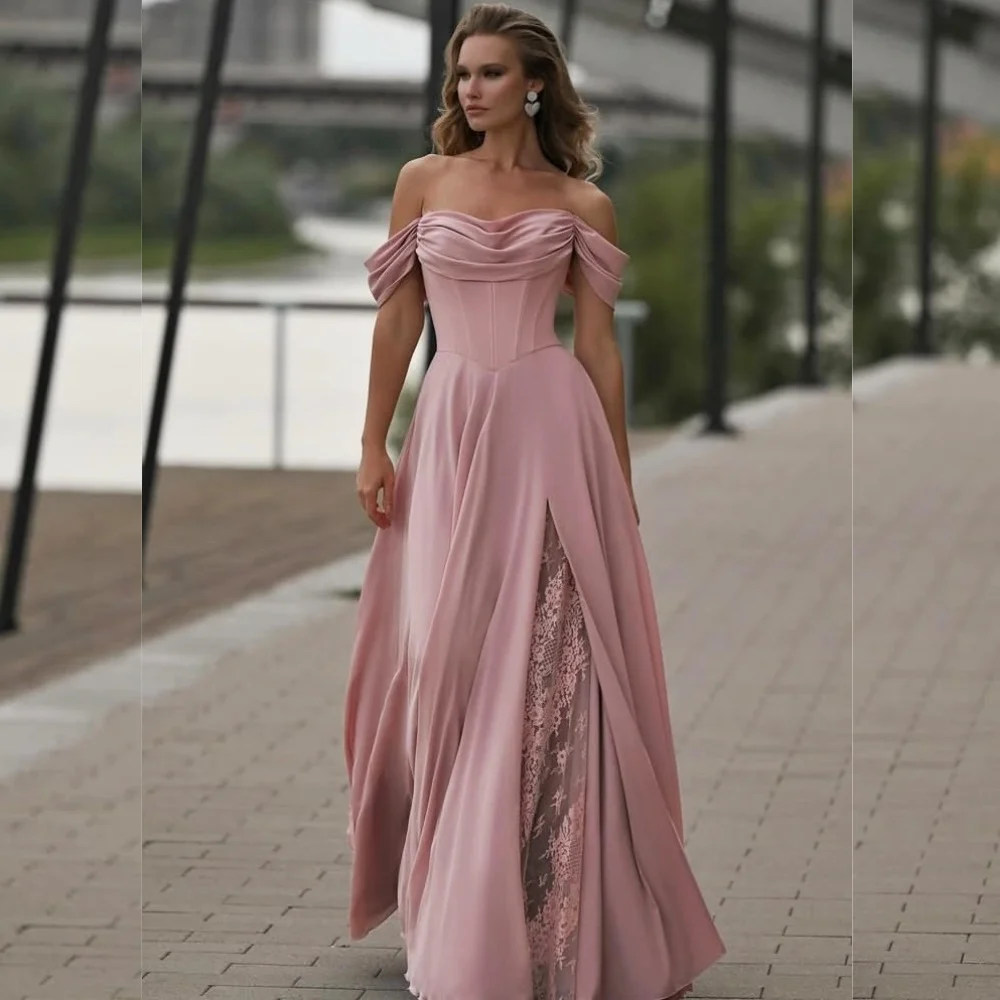 

Индивидуальное вечернее платье Grace с открытыми плечами, плиссированное, кружевное, А-силуэта, длинное, для свадебных торжеств, в современном стиле