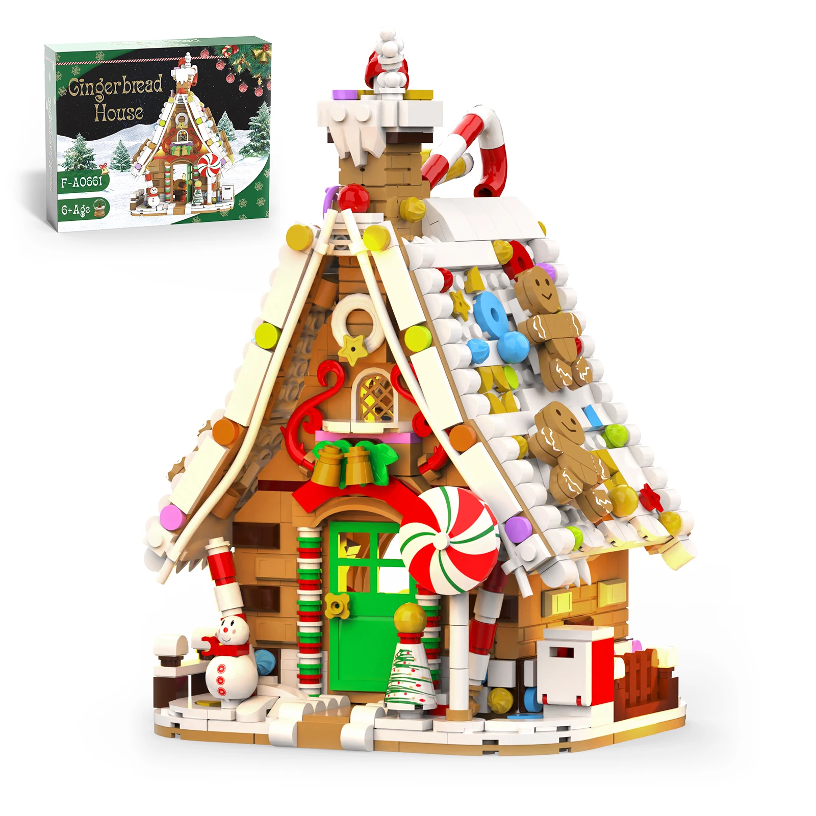 Juego de construcción de casa de pan de jengibre con kit de luz, casa de pan de jengibre de pueblo navideño arge de 916 piezas compatible con legos, regalo creado