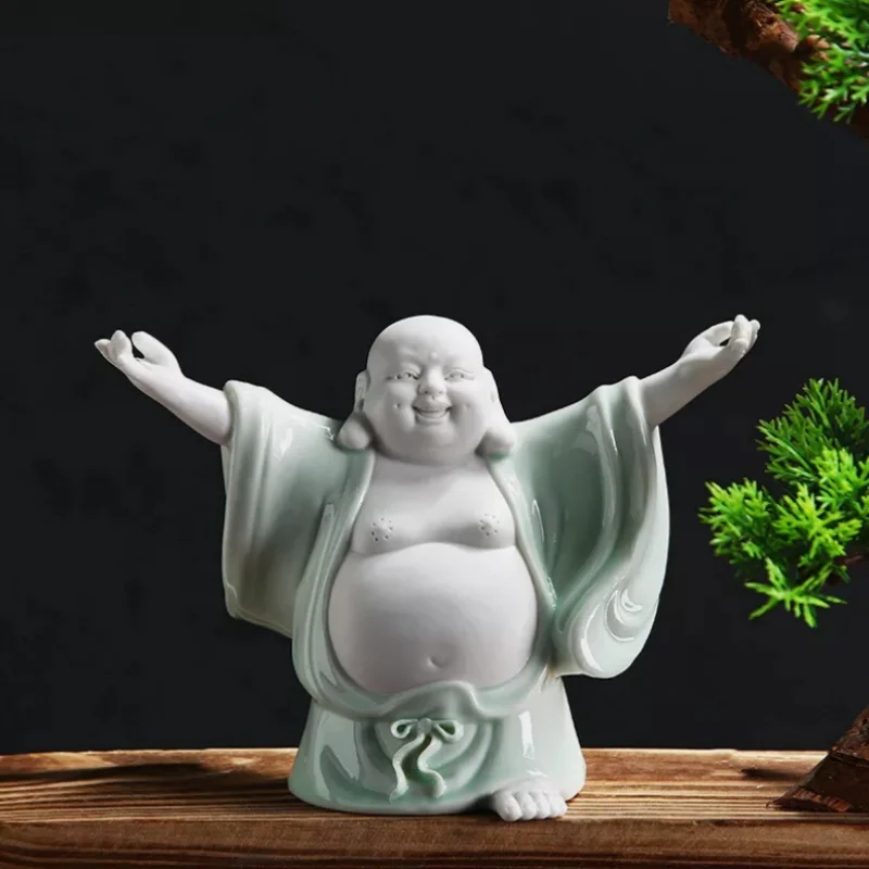 

15cm Chinese Ceramics Buddhism Maitreya Buddha Statues Figurine Home Decoration