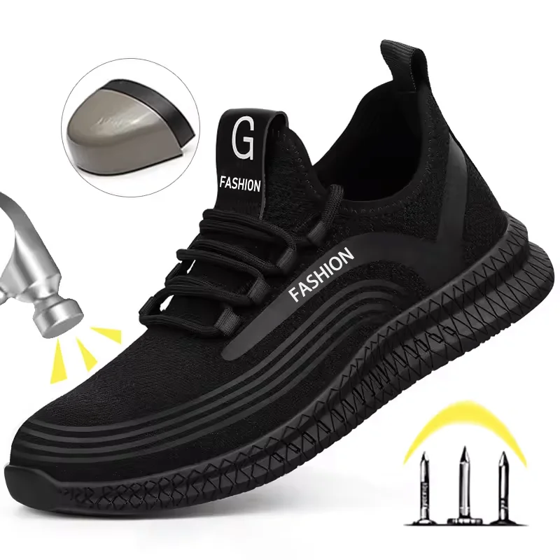 

Men's Safety Shoes Breathable Lightweight Work Shoes Anti Smashing Anti Piercing Resistant Work Boots Safety Protective Shoes