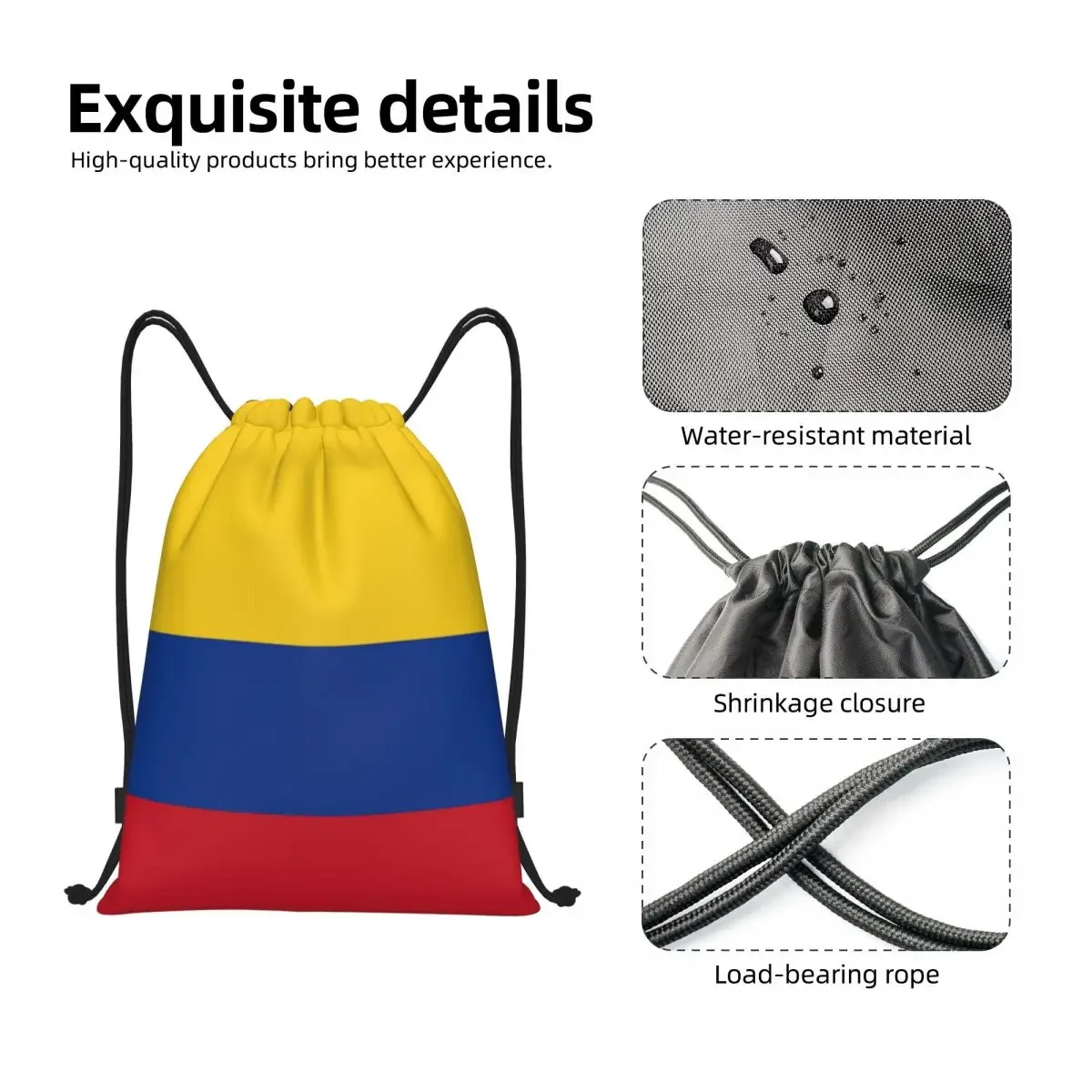 Custom Flag Of Colombia Drawstring Bags Women Men Lightweight Sports Gym Storage Backpack