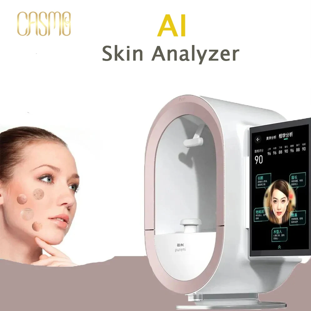 Newest 3D AI Facial Skin Analysis Monitor Machine 12 Spectral 2024 AI Skin Analyzer Wrinkles Spots Pores Acne Analysis