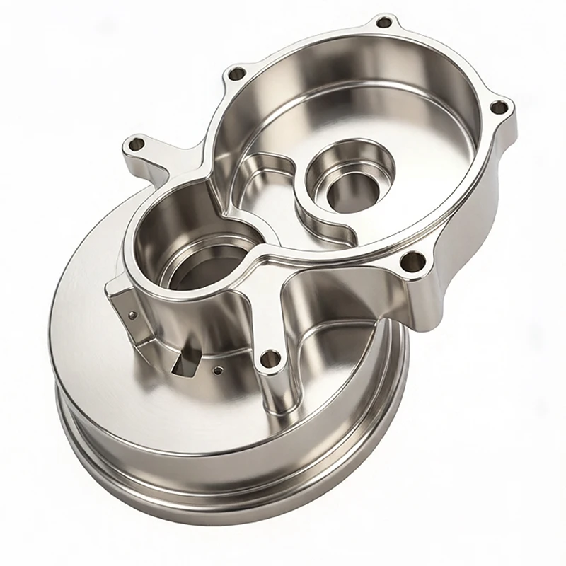 Custom 5-Axis CNC Milled 316 Stainless Steel Pump Housing Polished Fluid Valve Flange Cover Machined Parts