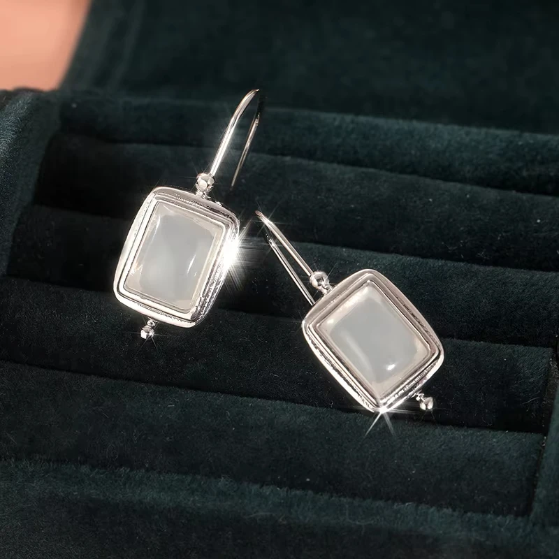 

Huajie Classic White Stone Square Pendant Earrings for Women Banquet Party Elegant Accessories Fashion