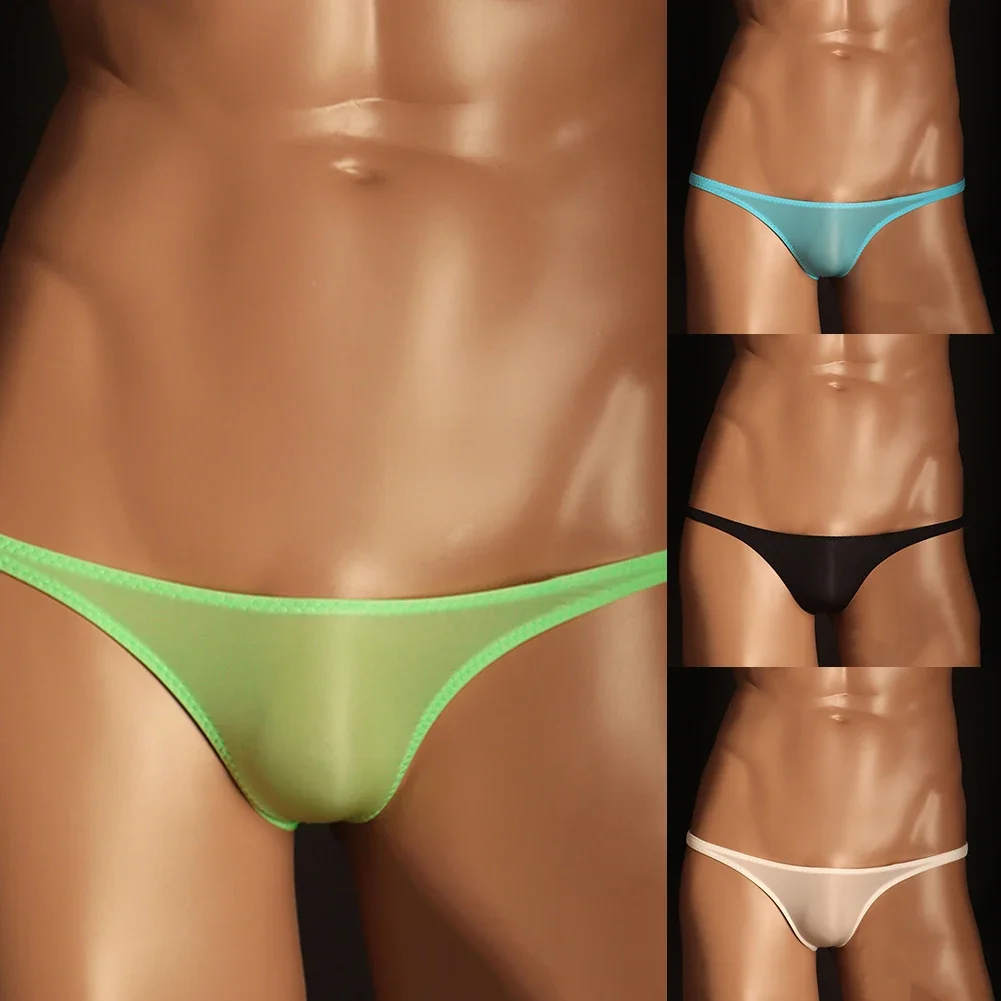 

Mens Ice Silk Underwear Sexy Briefs Low Waist Trunks Sissy U Convex Pouch Panties Smooth Sexy Lingerie Underpants Knickers