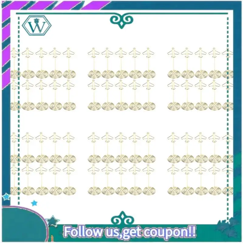 

A75Q-60Pcs Держатель для заметок, номер стола, держатель для карточек с именем, настольная металлическая визитная карточка, фото, золотая рамка для самолета с основанием