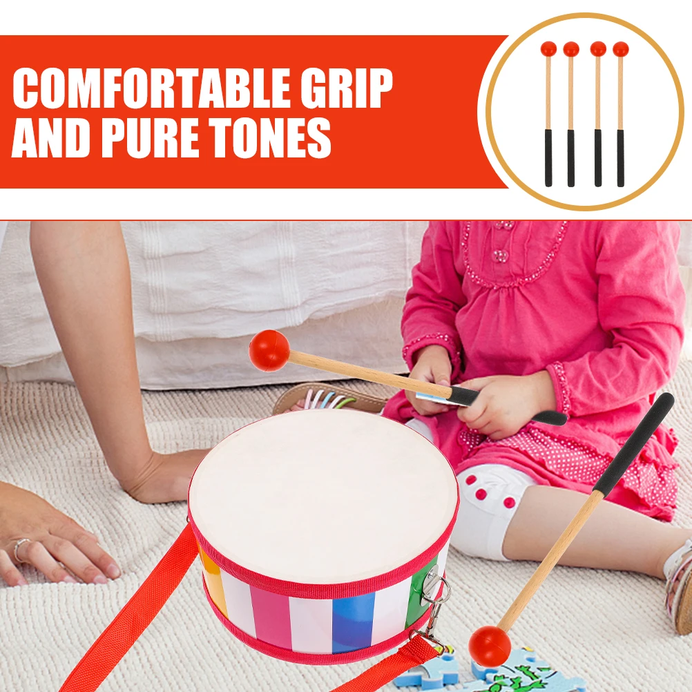 

2 Pairs Wood Xylophone Mallets Drumsticks Red White Tongue Steel Marimba Percussion Instrument Sticks H Music Accessories