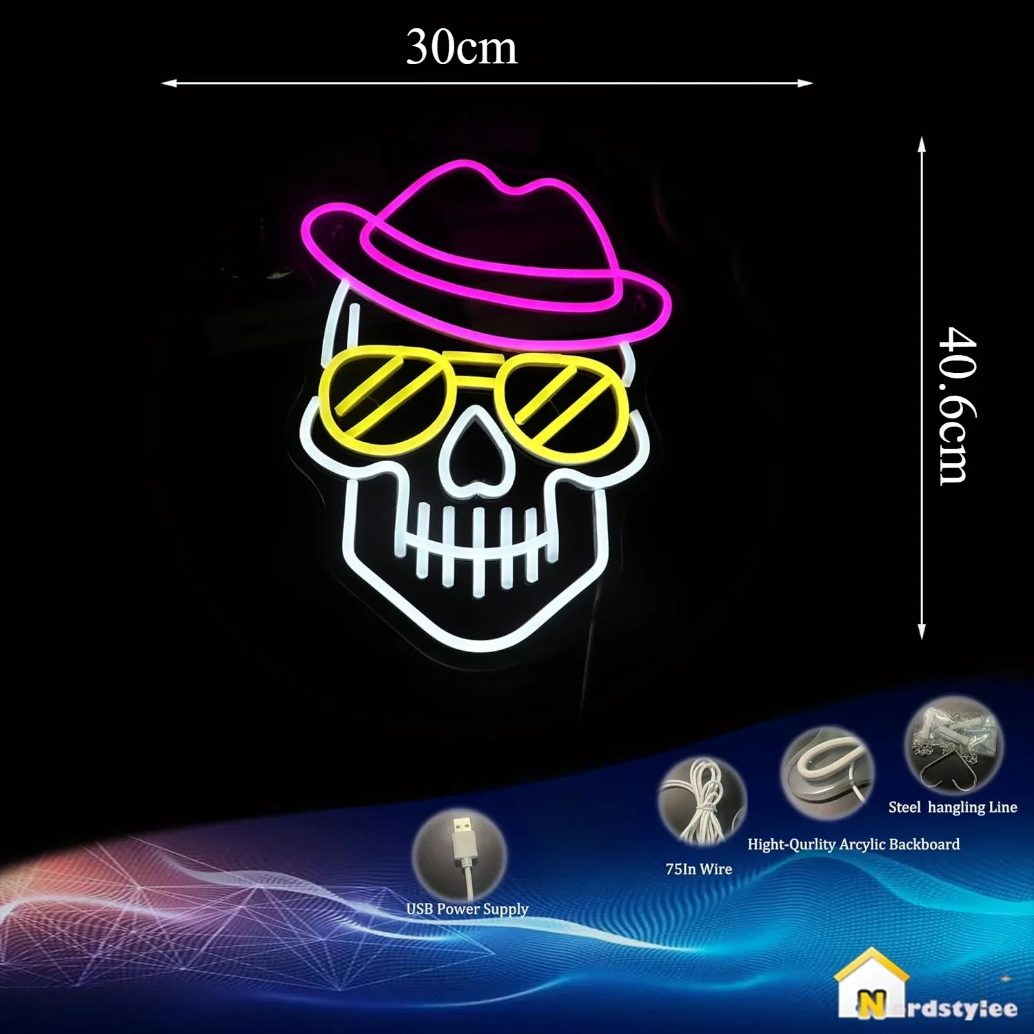 هيكل عظمي علامة ضوء النيون لديكور الجدار ، أدى ، عكس الضوء ، غرفة ، حفلة ، متجر ، نادي ، بار ، كهف رجل ، عيد ميلاد ، هدية فنية #3