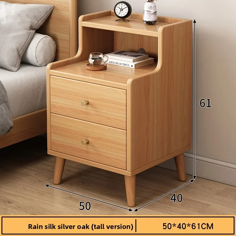New Model Bedside Table Small Bedroom Storage Narrow Cabinet Mini Storage Shelf Solid Wood Storage Bedside Cabinet Factory